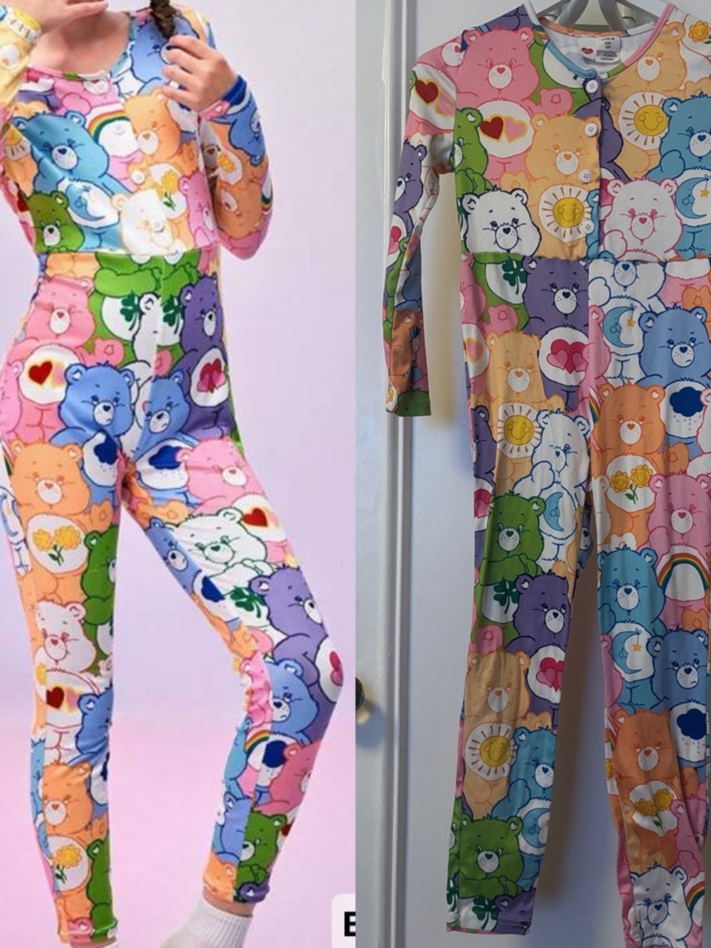 Care Bears Rainbow Multicolor All-Over Print One-Piece Pajama
